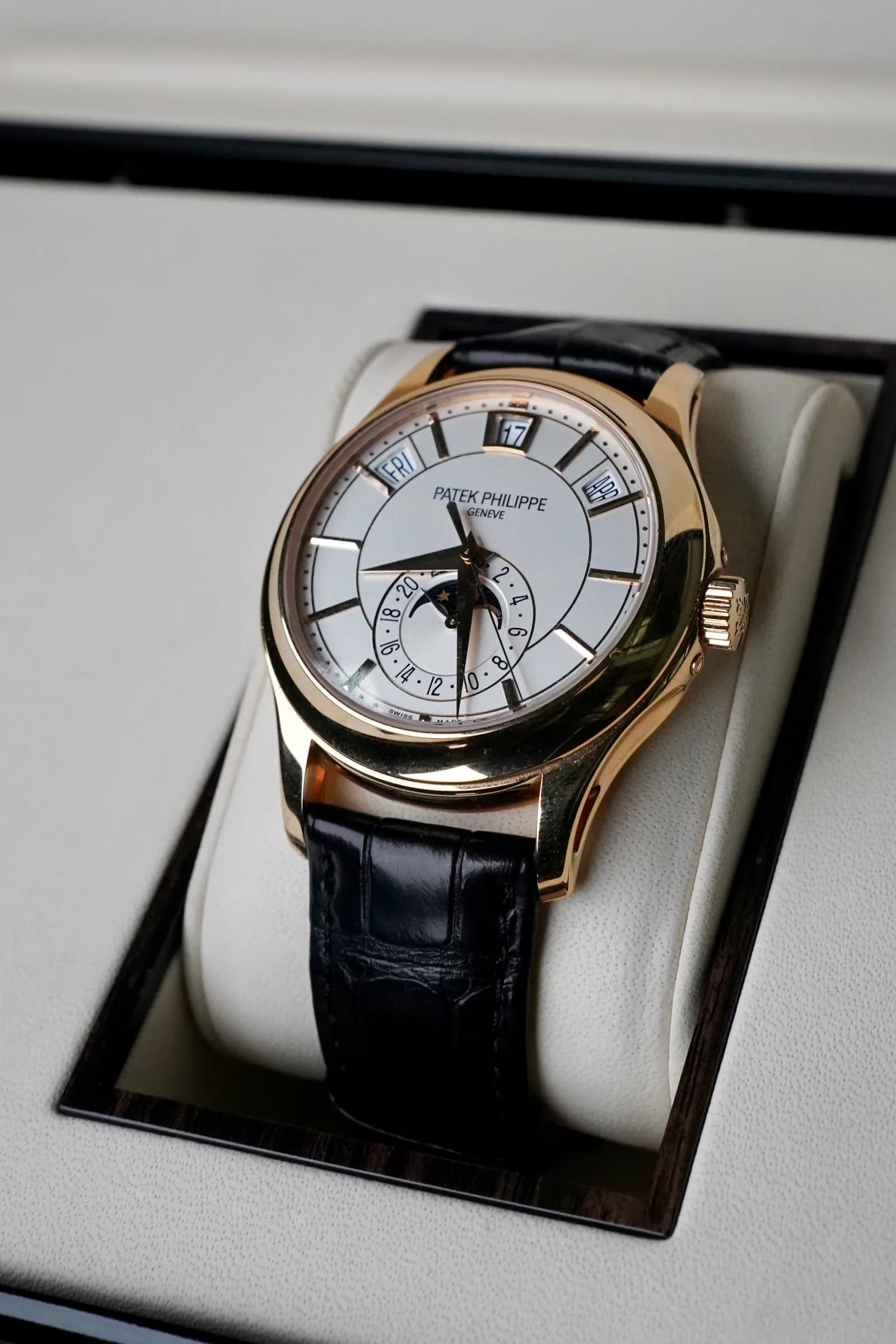 Patek Philippe Annual Calendar 5205R in rose gold with a moon-phase display