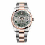 Rolex Datejust 126201 Slgro Everose Gold & Stainless Steel Smooth 36Mm Wimbledon Dial Unisex Watch