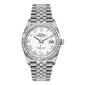 Rolex Oyster Perpetual Datejust 126234 Wrj White Roman Dial 36Mm Full Steel Unisex Watch