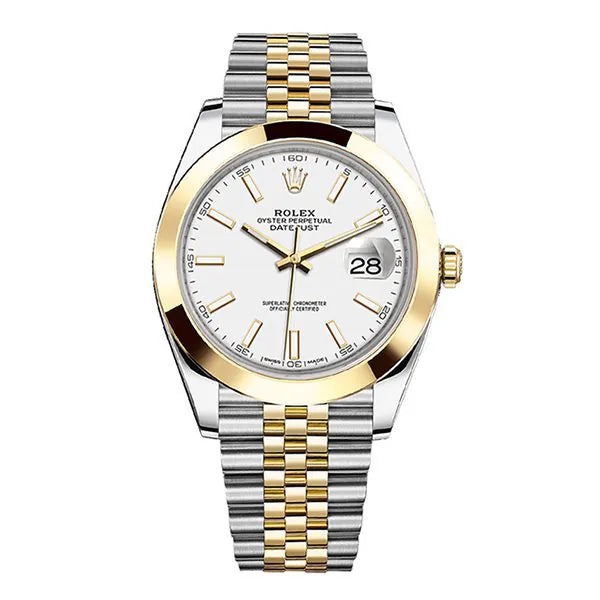 Rolex Datejust 126303 Wij 18K Yellow Gold & Oystersteel 41mm White Dial Jubilee Bracelet Men’S Watch