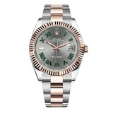 Rolex Datejust 126331 Slgro Slate Grey Green Roman Fluted Bezel 41Mm Everose Gold & Oystersteel Men’S Watch