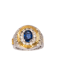 18K White & Yellow Gold Diamond with Sapphire Gents Ring