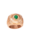 18k Rose Gold Emerald and Diamond Watch-Band Ring