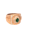 18k Rose Gold Emerald and Diamond Watch-Band Ring