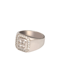 White Gold Diamond Cluster Gents Ring