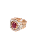 Two-Tone 18K Gold Ruby and Diamond Gents Ring