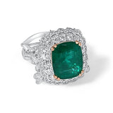 18K White Gold Diamond with Emerald Center Stone