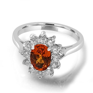 18K White Gold Diamond Ladies Ring with Citrine Center Stone