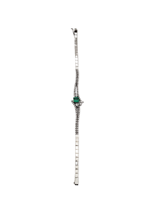 18K White Gold Diamond with Emerald Bracelet