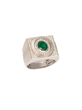 White Gold Emerald and Diamond Statement Ring