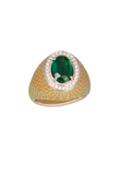 18k Yellow Gold Emerald and Diamond Gents Ring