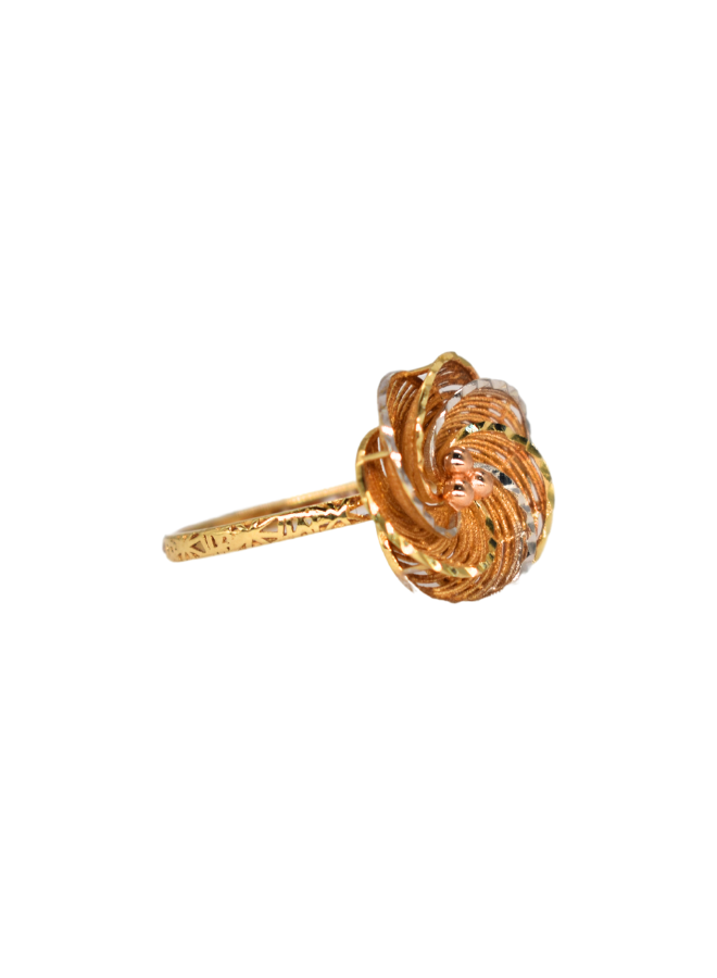 18K Yellow Gold Flower Ring