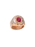 Two-Tone 18K Gold Ruby and Diamond Gents Ring