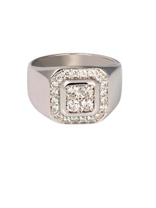 18K White Gold Diamond Gents Ring