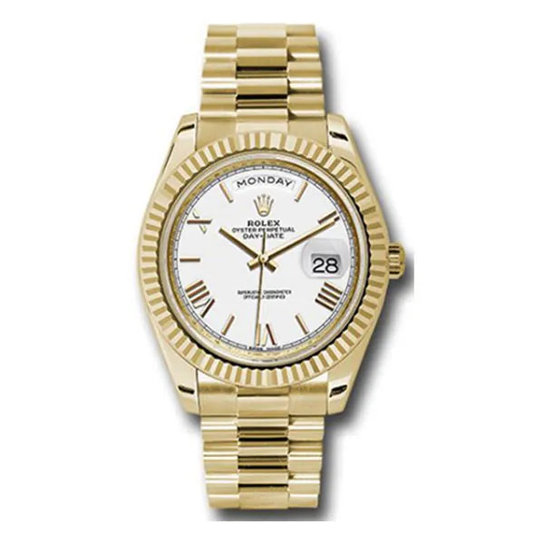 Rolex Day-Date 228238 Wrp White Bevelled Roman 40Mm 18K Yellow Gold Men’S Watch