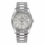 Rolex Day-Date 228239-0055 40Mm White Gold Fluted Bezel Meteorite Baguette Diamond Dial Men’S Watch