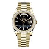 Rolex Day-Date 228398Tbr Onbdp Onyx Dial 18K Yellow Gold And Baguette Diamond Paved Bezel 40Mm 18K Yellow Gold Men’S Watch