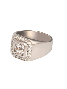 18K White Gold Diamond Gents Ring