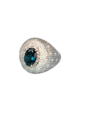 White Gold Blue Topaz and Diamond Gents Ring