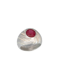 White Gold Ruby and Diamond Swirl gents Ring