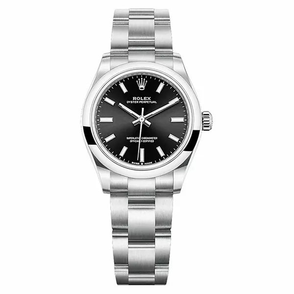 Rolex Oyster Perpetual 277200-002 Black Dial 31Mm Full Steel Ladies’ Watch