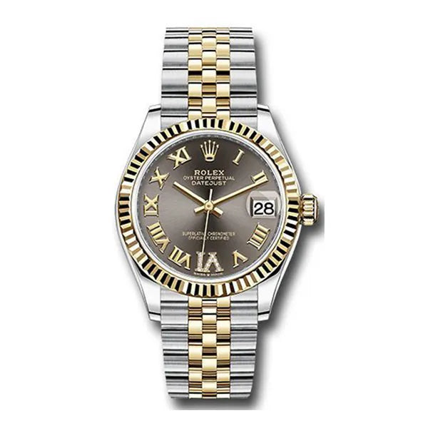 Rolex Datejust 278273 Dkgdr6J Dark Rhodium Diamond Roman Six Dial Steel & Yellow Gold Fluted Bezel 31Mm Jubilee Bracelet Ladies Watch