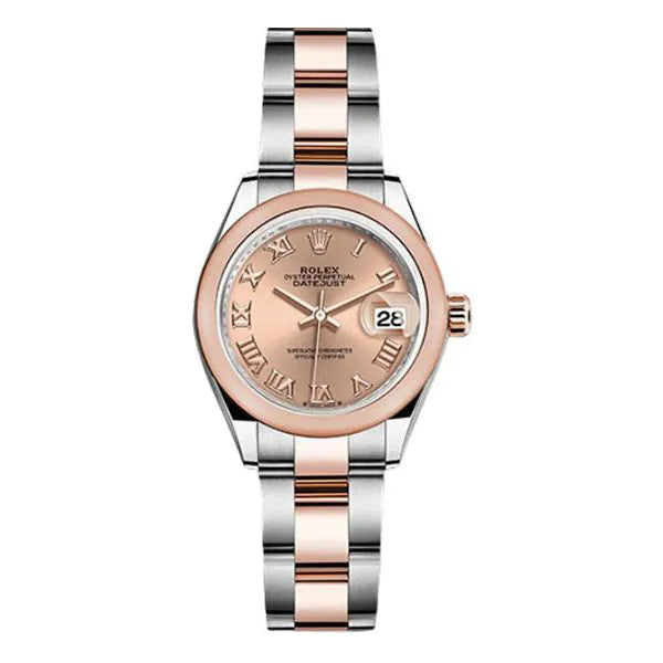 Rolex Datejust 279161 Suro Domed Bezel 28Mm Steel & Everose Gold Sundust Roman Dial Ladies Watch