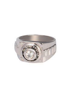 18K White Gold Diamond Gents Ring