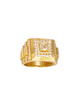 18k yellow gold diamond gents ring .