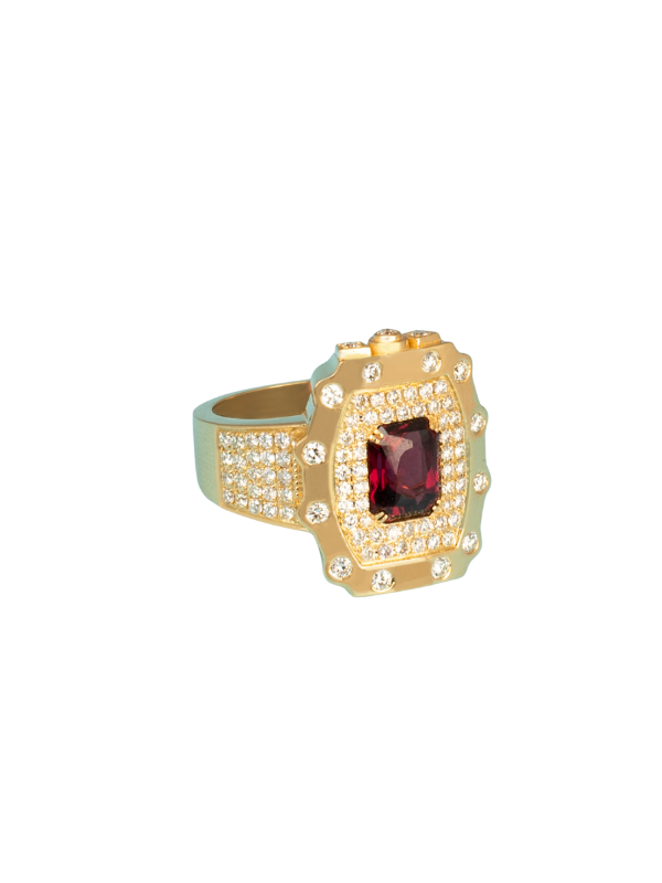 Vintage-Inspired Yellow Gold Ruby and Diamond Ring