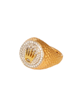 18k yellow gold diamond gents ring