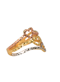 18K Tri-Color Gold Three Heart Designed Ring