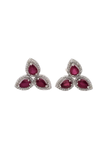 18K White Gold Diamond with Ruby Earring