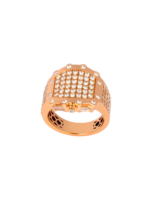 18K Rose Gold Diamond Gents Ring