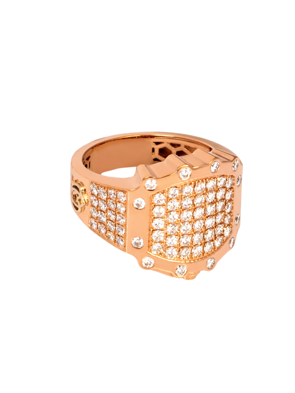 18K Rose Gold Diamond Gents Ring