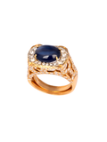 18K Yellow Gold Diamond with Aget Gents Ring