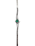 18K White Gold Diamond with Emerald Bracelet