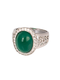 18K White Gold Diamond with Emerald Ring