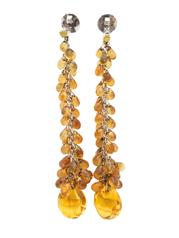 18K White Gold Citrine Briolette Earring