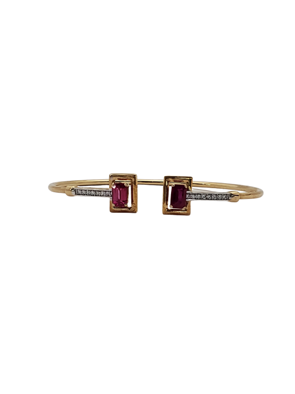 18K Yellow Gold Diamond with Ruby Bracelet