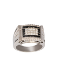 18K White Gold Diamond with Black Diamond Gents Ring