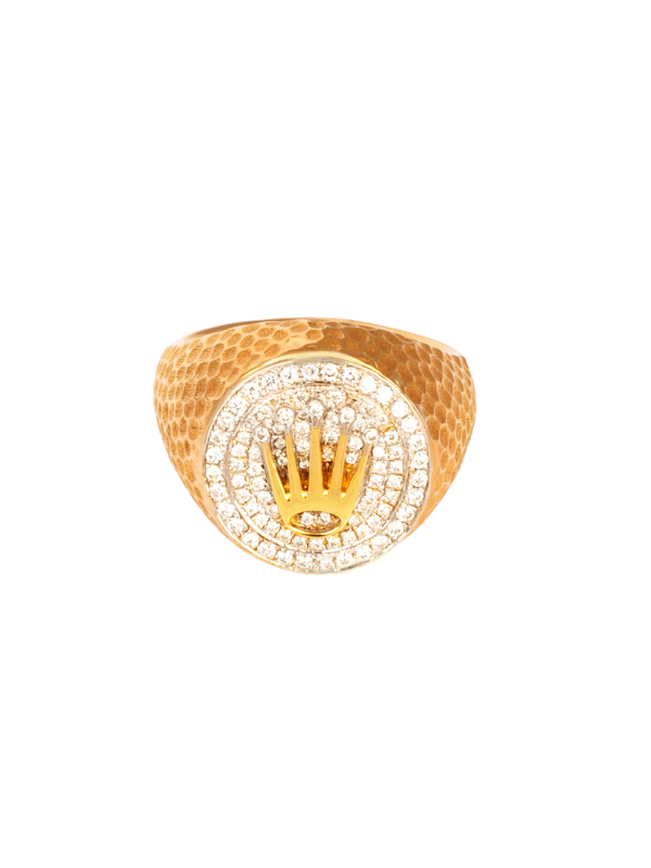 18K Yellow & White Gold Diamond Gents Ring