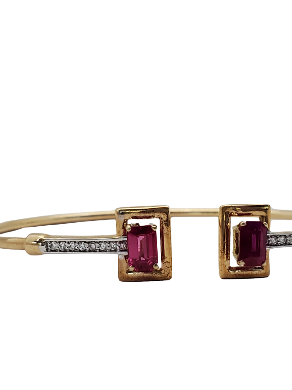 18K Yellow Gold Diamond with Ruby Bracelet