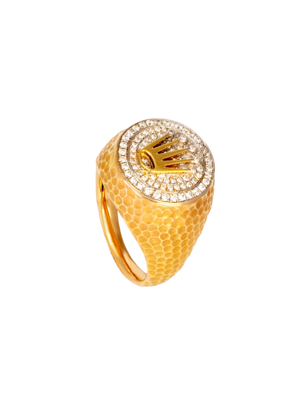 18K Yellow & White Gold Diamond Gents Ring