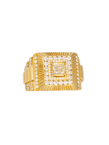 18K Yellow Gold Diamond Gents Ring