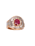 18K White & Rose Gold Diamond with Ruby Gents Ring