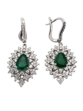 Diamond and Pear shaped Emerald Earring