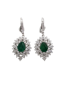 Diamond and Pear shaped Emerald Earring