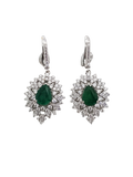 Diamond and Pear shaped Emerald Earring