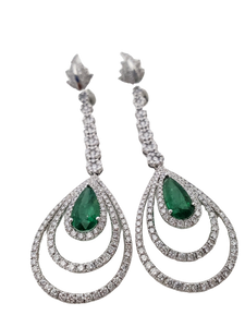 Diamond and Emerald Dangling Earring